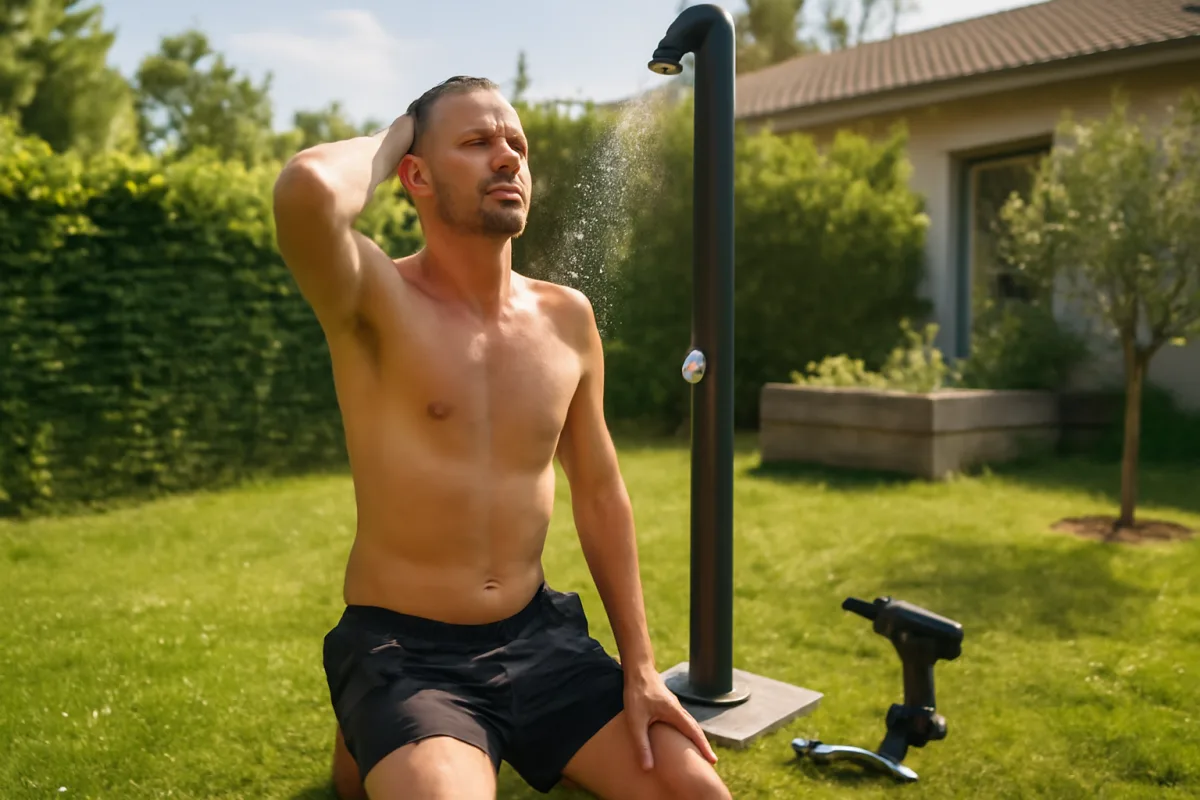Doccia solare da giardino: benefici concreti e installazione facile anche senza edilizia